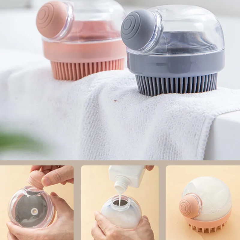 Escova de Banho com Dispenser para Shampoo