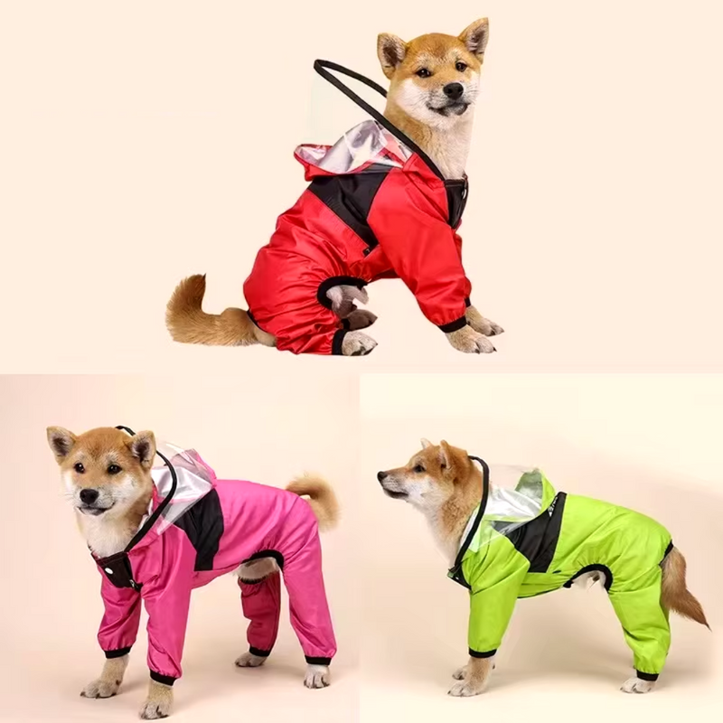 Jaqueta de Chuva Impermeável com Visor para Cães